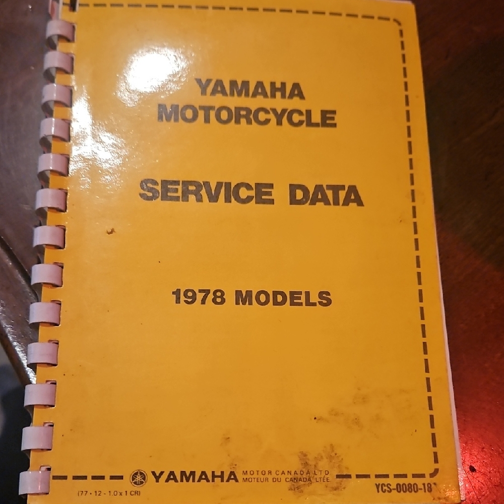 Yamaha Yellow Service Data Book for 1978 Models